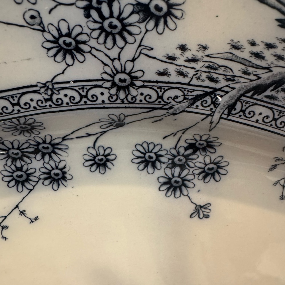 Antique CH & H Tunstall Windsor Blue Flow 17 1/2” Art Deco Serving Platter - Picture 10 of 12